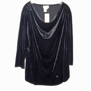 Coldwater Creek 3/4 Sleeve Black Velvet Drape Neck